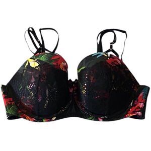 Cacique Plus Bra Harness Boost Strapless Stay Put Lace Detail Size 38D Tropical